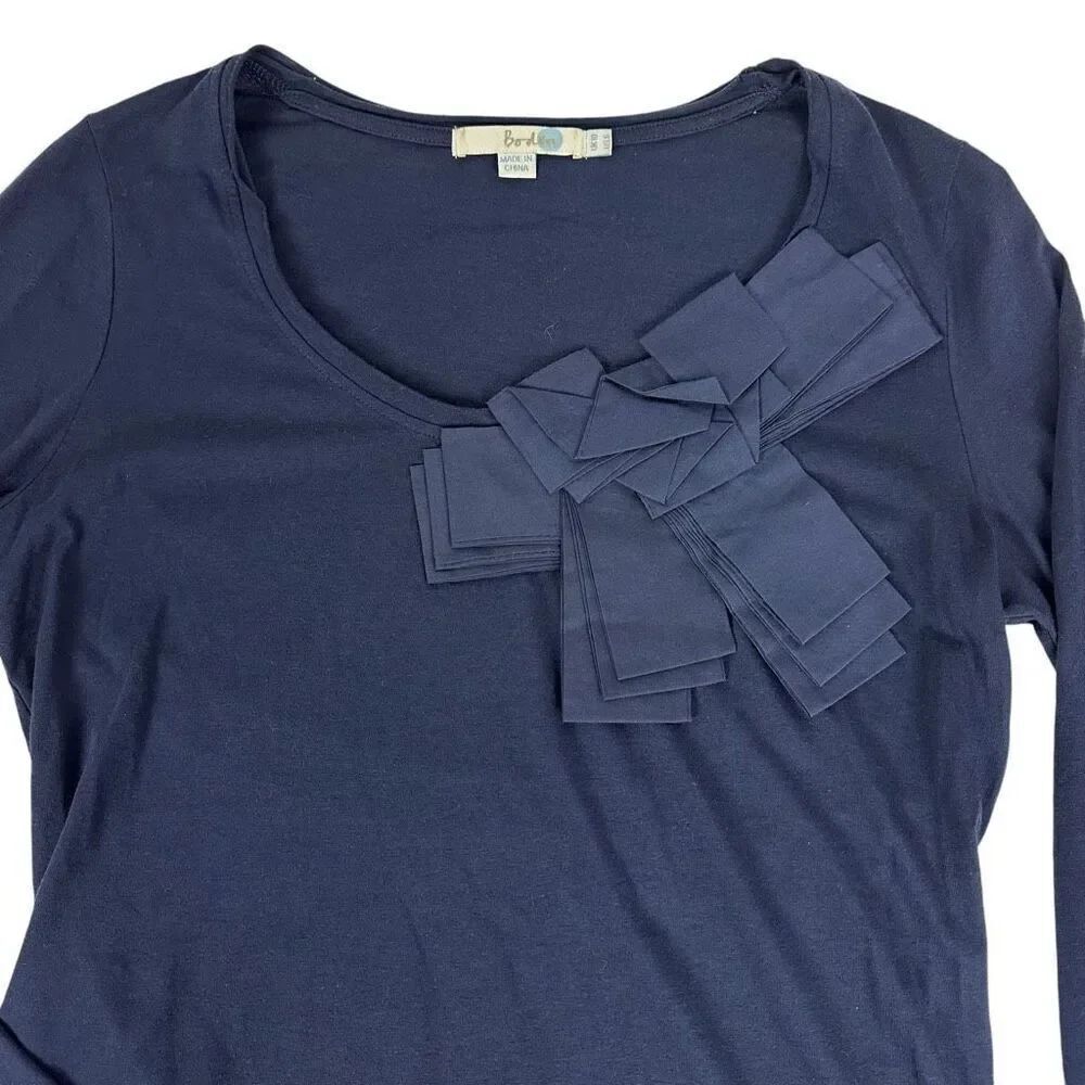 Boden Dark Blue size 6 Long Sleeve Tee with Silk Bow - Picture 5 of 6